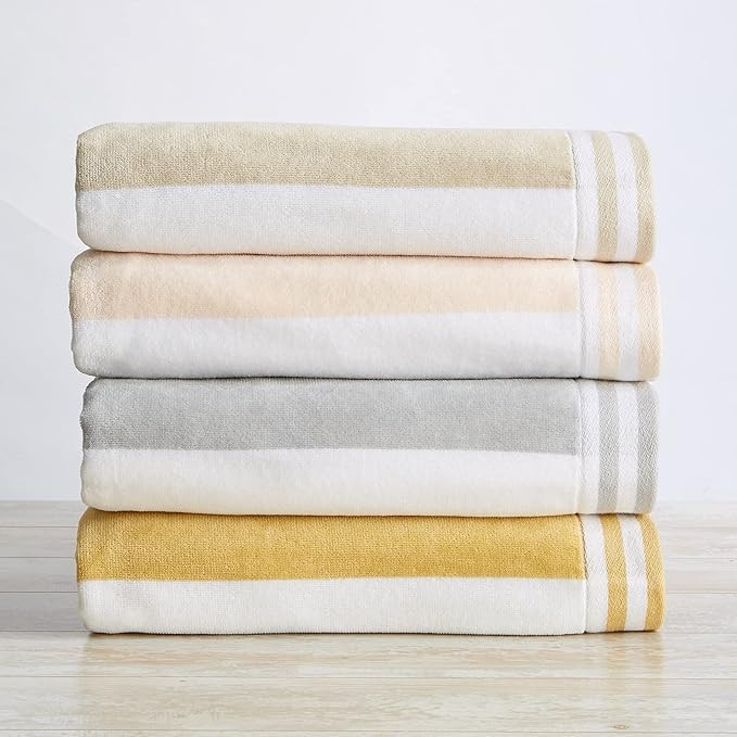 4-Pack 100% Cotton Beach Towel. Cabana Stripe Velour Pool Towels. Edgartown Collection (Multi) | Amazon (US)