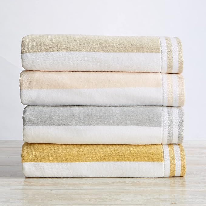 4-Pack 100% Cotton Beach Towel. Cabana Stripe Velour Pool Towels. Edgartown Collection (Multi) | Amazon (US)