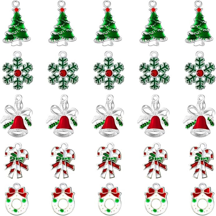 Hicarer 50 Pieces Christmas Charms for Jewelry Making, Enamel Charms Christmas Tree Charms Assort... | Amazon (US)