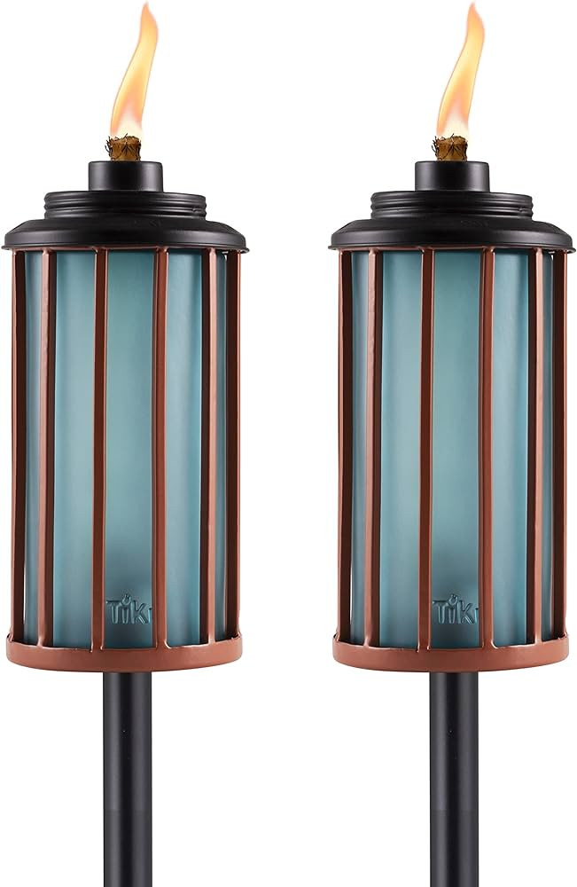 2-Pack Retro Stripe Glass Torches, 65-Inch Outdoor Decorative Torches for Patio, Backyard & Garde... | Amazon (US)