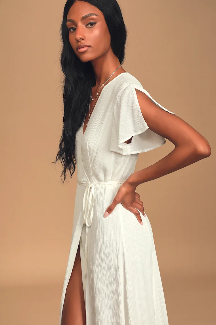 Heart of Marigold White Wrap Maxi Dress | Lulus (US)
