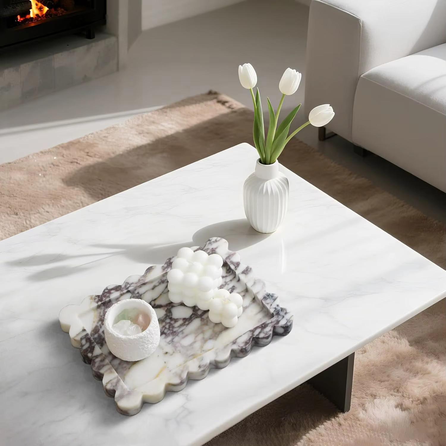 Bandeja de mármore recortada para viola Calacatta, bandeja de pedra de mármore natural, bandeja... | Ali Express BR