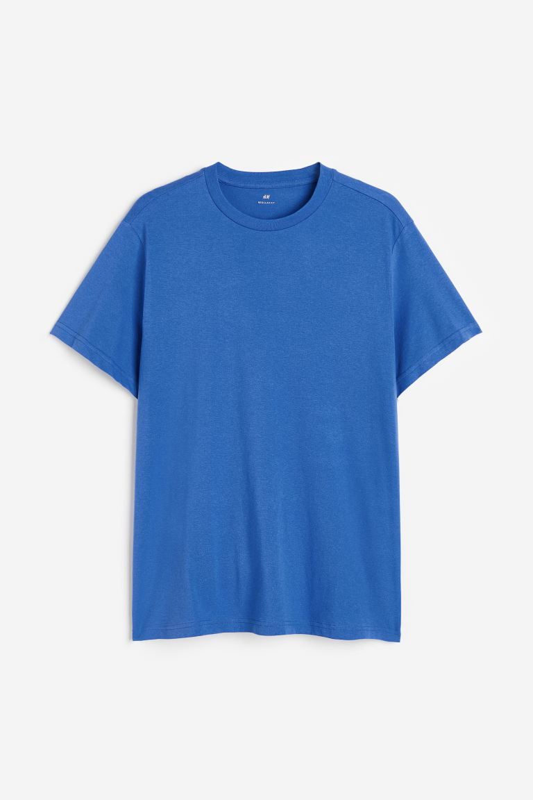 T-Shirt mit Rundausschnitt Regular Fit - Blau - Men | H&M DE | H&M (DE, AT, CH, DK, NL, NO, FI)