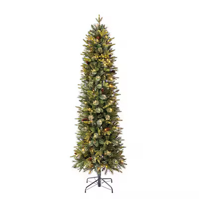 Holiday Living Hayden 7-ft Hayden pine Pre-lit Pencil Artificial Christmas Tree with Multicolor L... | Lowe's