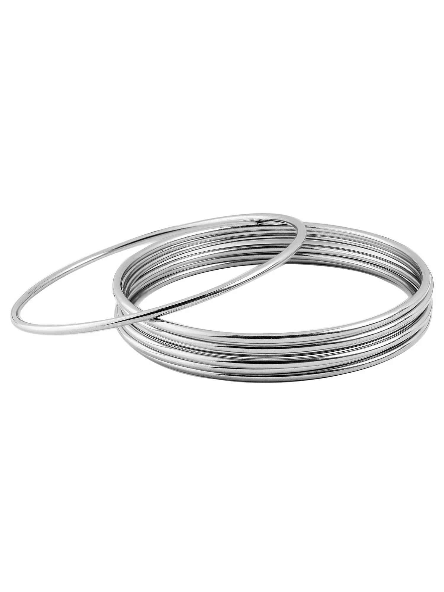 Coastal Jewelry Stainless Steel Stackable 7-Piece Bangle Bracelet Set | Walmart (US)