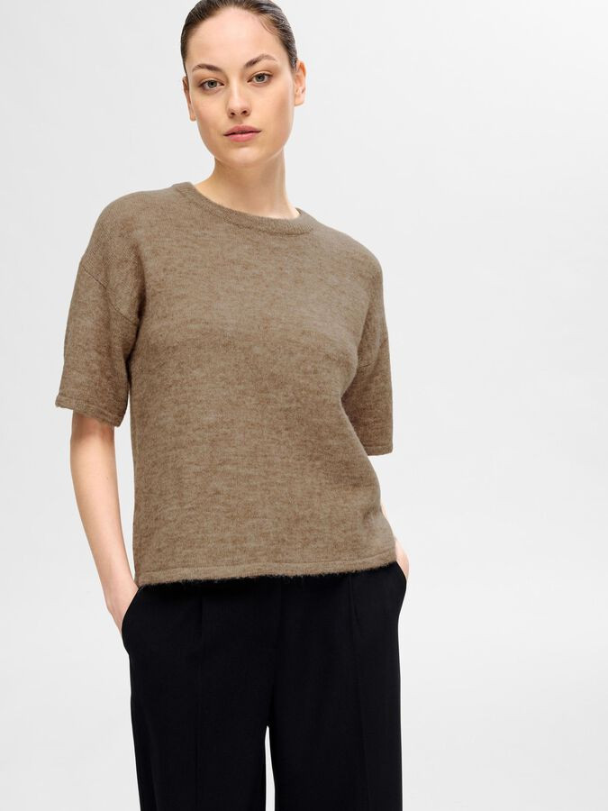 KURZÄRMELIGES STRICKOBERTEIL | Grau | SELECTED FEMME® | Selected