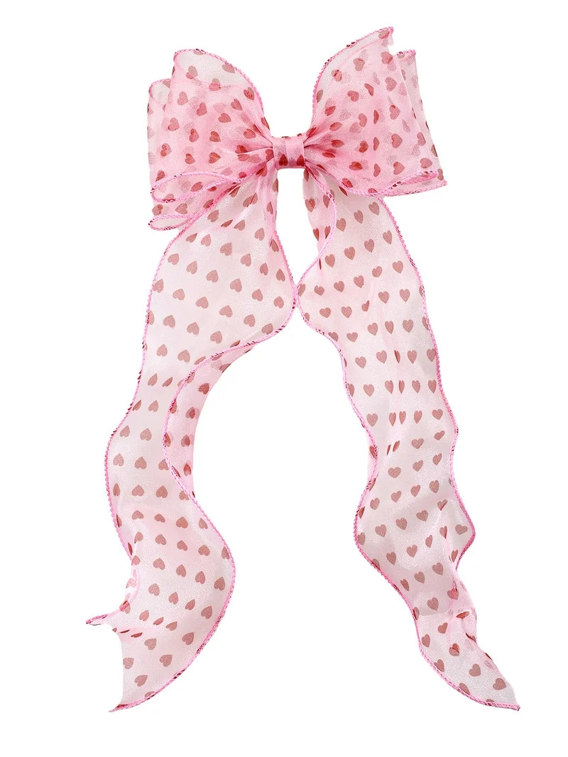 Way to Celebrate Valentine's Day Hearts Fabric Hair Bow, 1 Piece | Walmart (US)