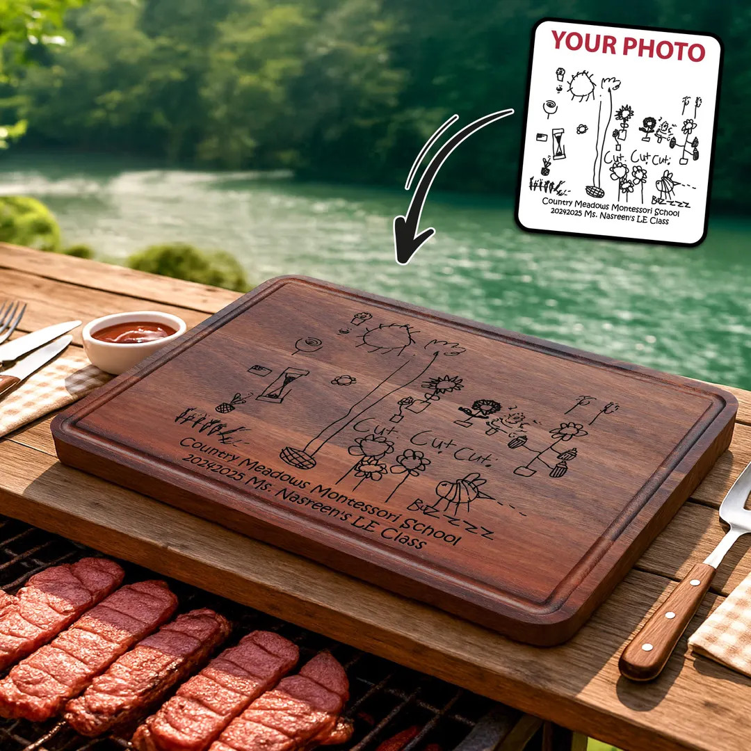 Custom Drawing Cutting Board , Kids Drawing Gift for Mom and Dad, Actual Drawing Gift, Gift for M... | Etsy (US)