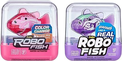 Robo Alive Robo Fish Robotic Swimming Fish (Lilac + Pink 2 Pack) by ZURU Water Activated, Changes... | Amazon (US)