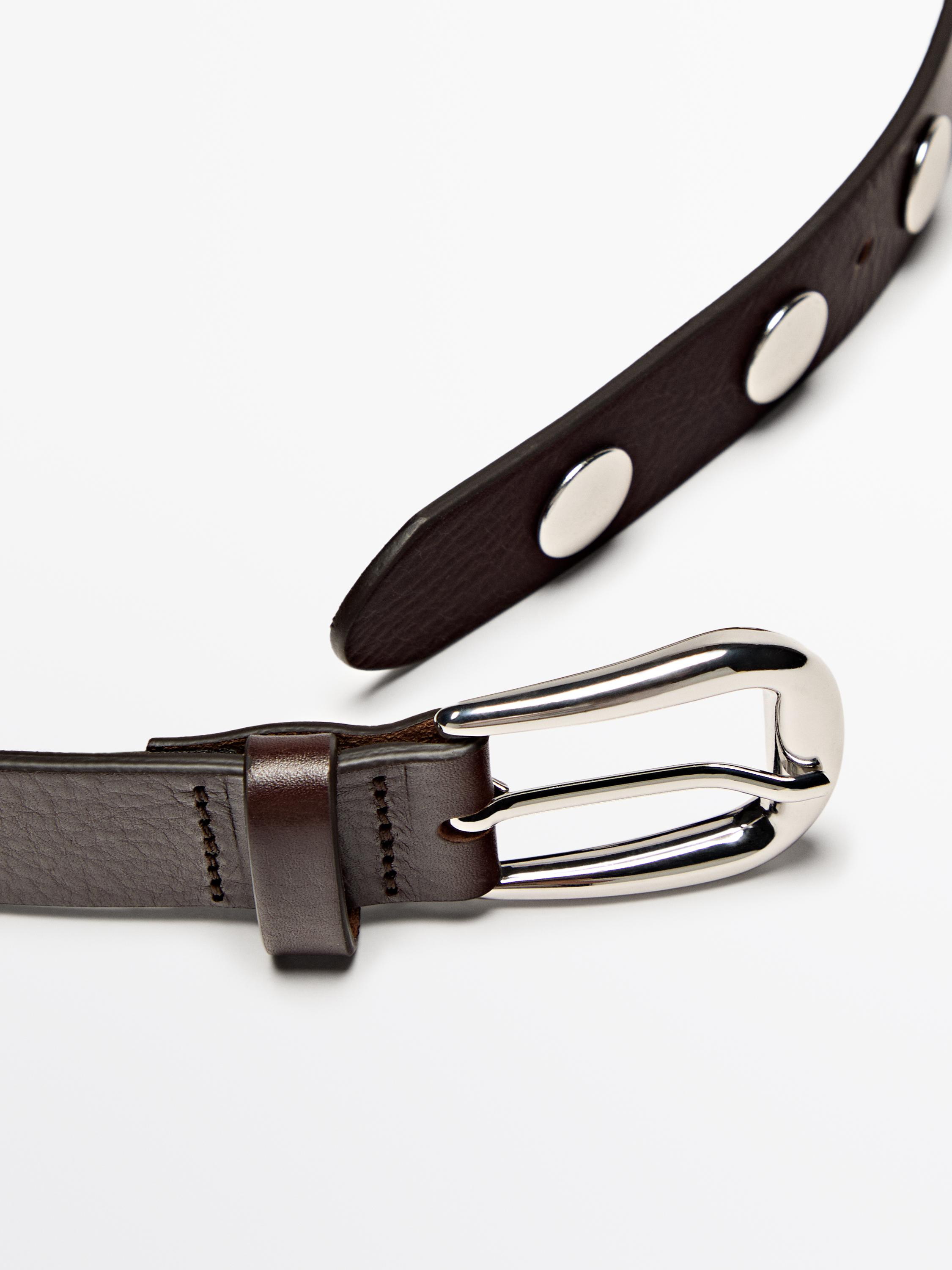 Studded nappa leather belt | Massimo Dutti UK