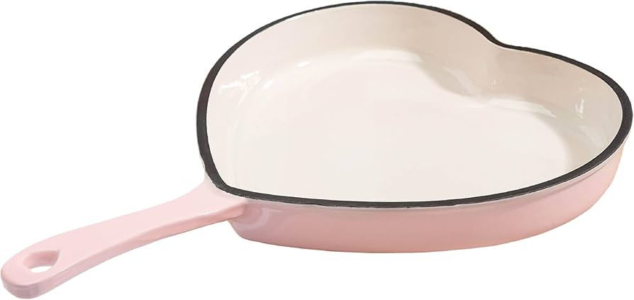 Paris Hilton Enameled Cast Iron Heart Skillet Pan, Superior Heat Retention, Oven Safe, Long-Lasti... | Amazon (US)