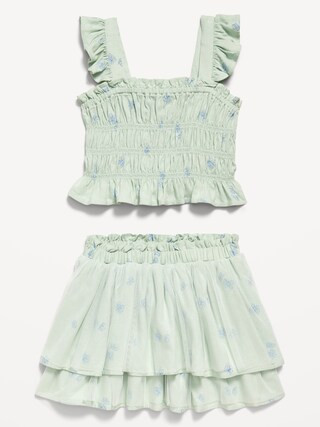 Printed Sleeveless Smocked Top and Tulle Skirt Set for Toddler Girls | Old Navy (US)