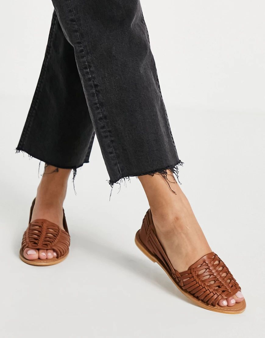 ASOS DESIGN Florentine woven leather sandals in tan-Brown | ASOS (Global)