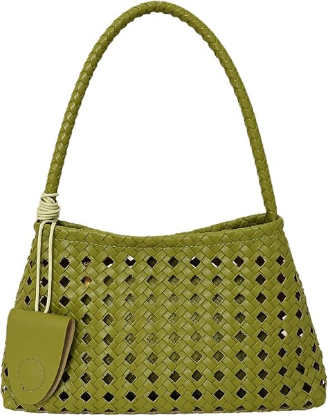Woven Hobo Bag for Women Faux Leather Top Handle Bucket Shoulder Bag & Underarm Handbag Purse for... | Amazon (US)