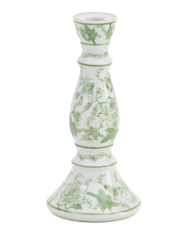 10in Floral Ceramic Taper Candle Holder | Furniture & Lighting | Marshalls | Marshalls