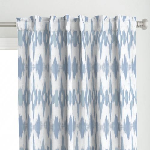 Languedoc Ikat Lighter Blue Curtain Panel bywhitneyenglish | Spoonflower