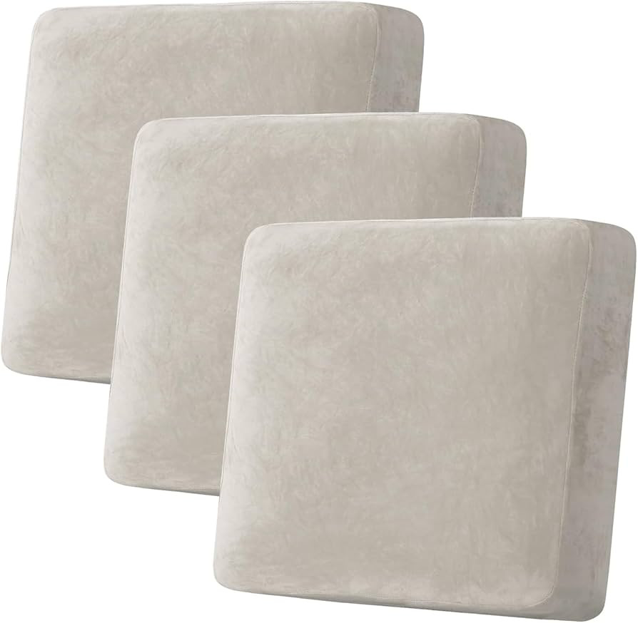 H.VERSAILTEX Velvet Stretch Couch Cushion Cover Plush Cushion Slipcover for Chair Loveseat Sofa C... | Amazon (US)