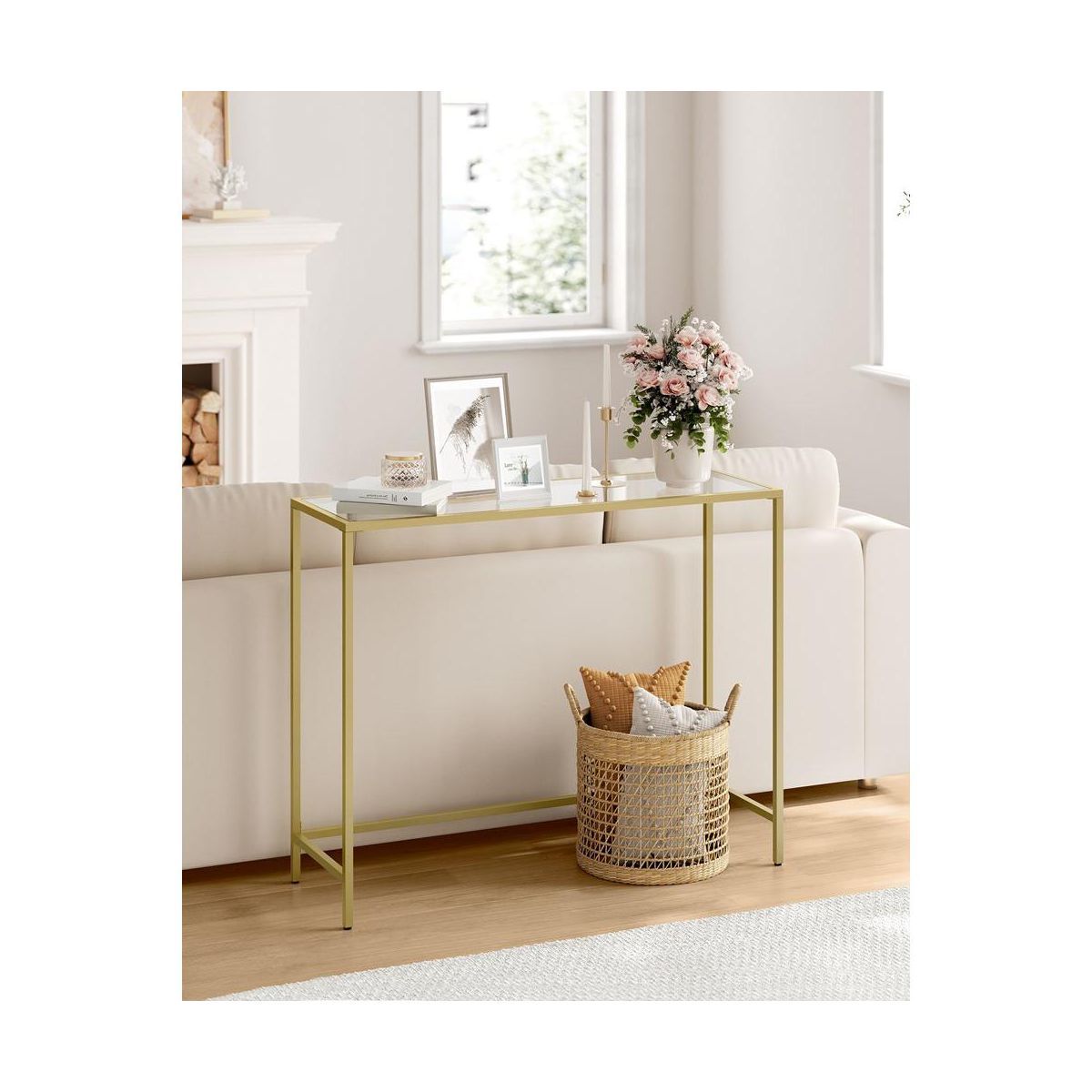 VASAGLE Console Sofa Table, Modern Entryway Table, Tempered Glass Table, Metal Frame | Target