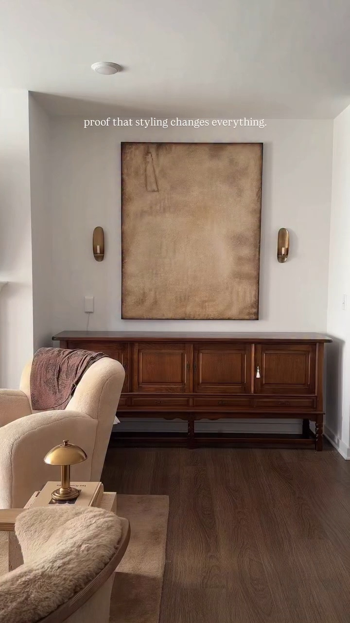 a little sideboard styling moment - sometimes it really is just a few pieces that make the whole space feel finished! 🤎 

#sideboardstyling #interiorstyling #homeinspo #homedecor

#LTKHome