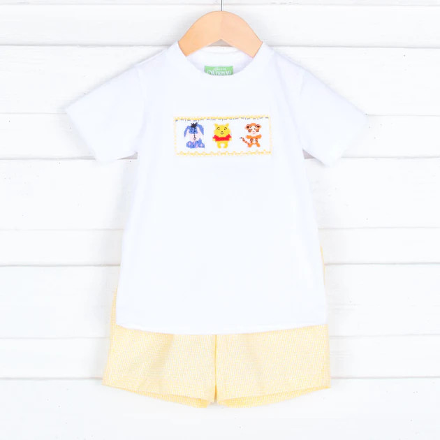 Pooh Bear Friends Smocked Short Set | Classic Whimsy