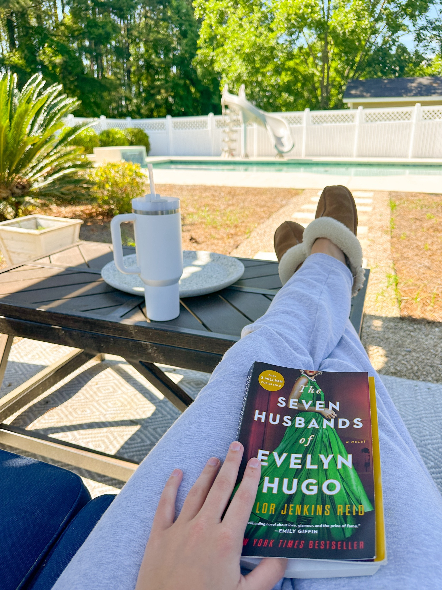 relaxing outdoors reading a book 📖 ☀️

#LTKShoeCrush #LTKSwim #LTKHome