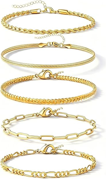 Alegend Titanium Steel (Not Rust, Resist Corruption, Easily Clean) 18K Gold Plated Single Bracele... | Amazon (US)