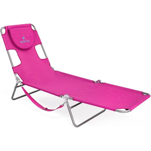 Ostrich the Original Chaise 72 x 22 Inch Lounge Portable Reclining Lounger, Outdoor Patio, Beach, Lawn, Camping, or Pool Tanning Chair, Pink | Amazon (US)
