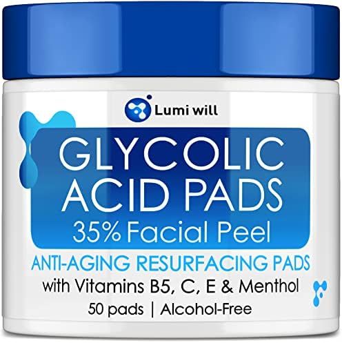 Glycolic Acid Pads 35% - AHA Glycolic Acid Peel Pads with Vitamin B5, C, E - Natural Glycolic Acid P | Amazon (US)