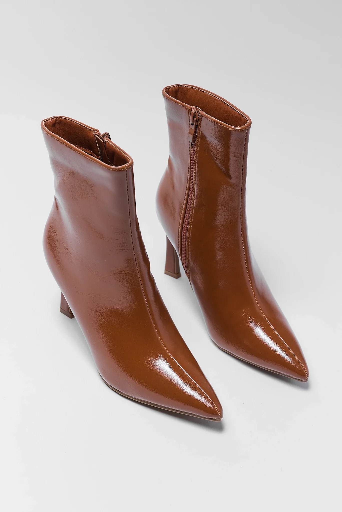 Faux Leather Pointed Toe Ankle Boots | Avara