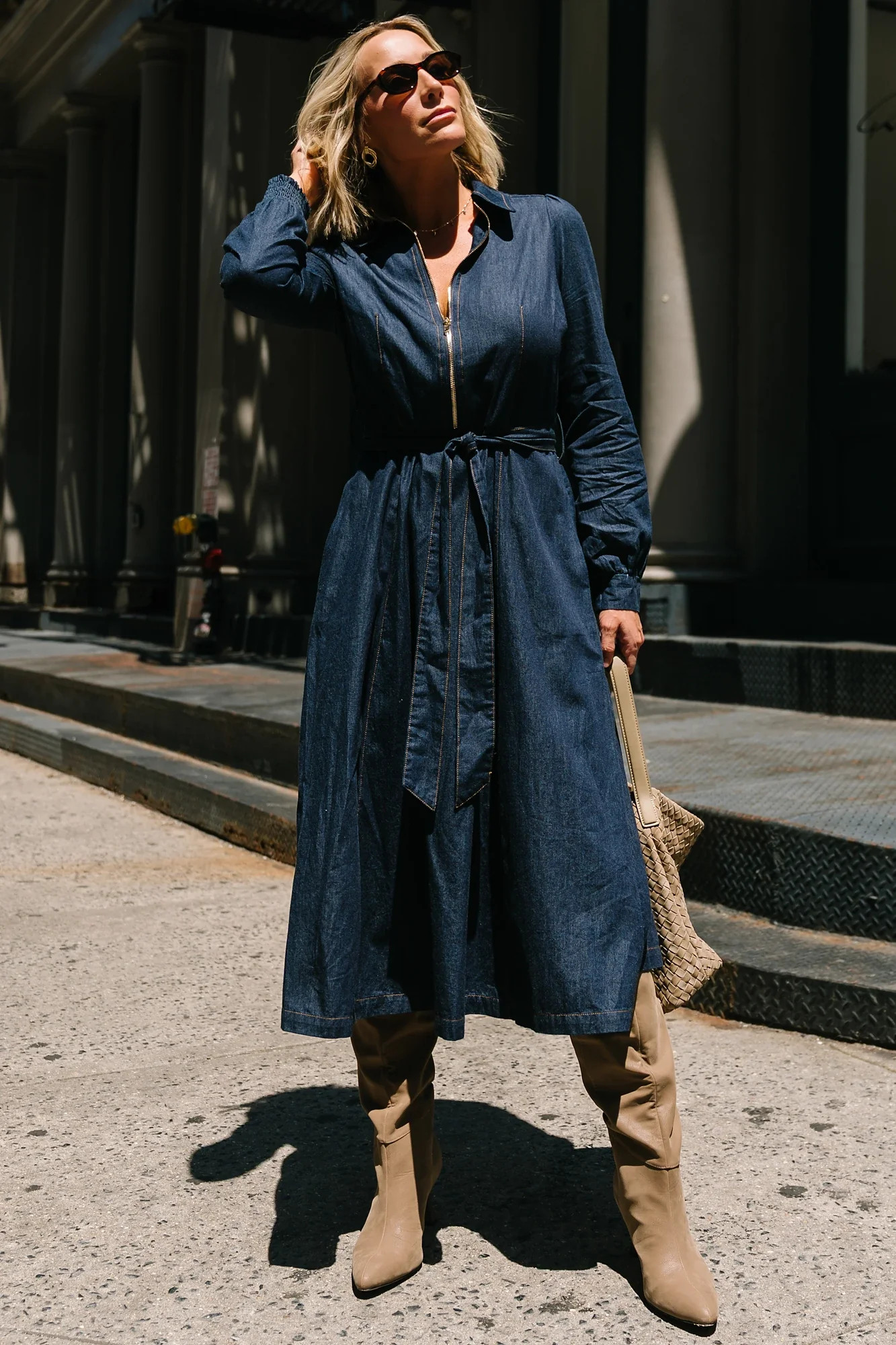 Larkin Midi Dress | Dark Chambray | Baltic Born