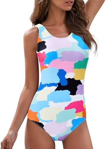 American Trends Modest Criss Cross Back One Piece Swimsuit Women Full Coverage Floral Print Long ... | Amazon (US)