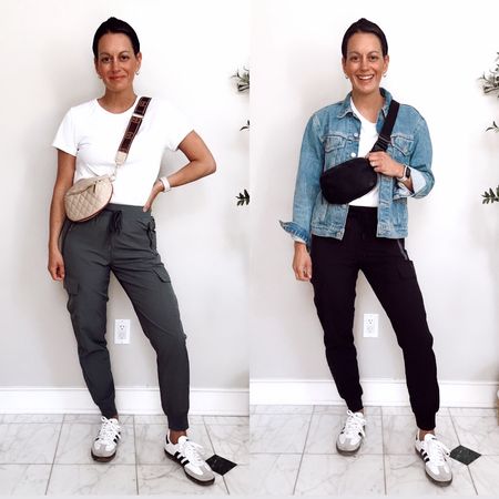 Amazon joggers outfit! Joggers run true to size - I am 5’4”. Amazon white tee runs true to size. Jean jacket runs true to size or size up for a more relaxed fit.



#LTKfindsunder50 #LTKover40 #LTKActive