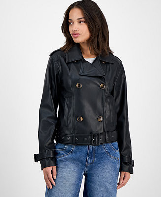 Women's Belted Faux-Leather Jacket | Macy's