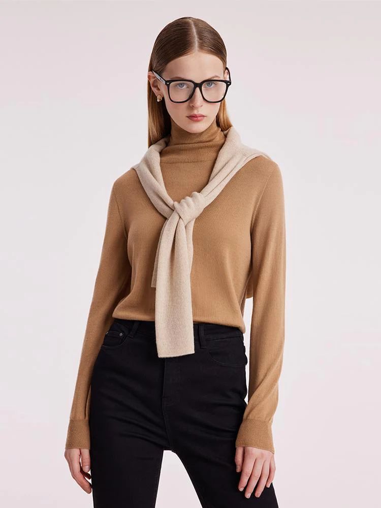 Machine Washable Wool Seamless Turtleneck Women Sweater | GOELIA
