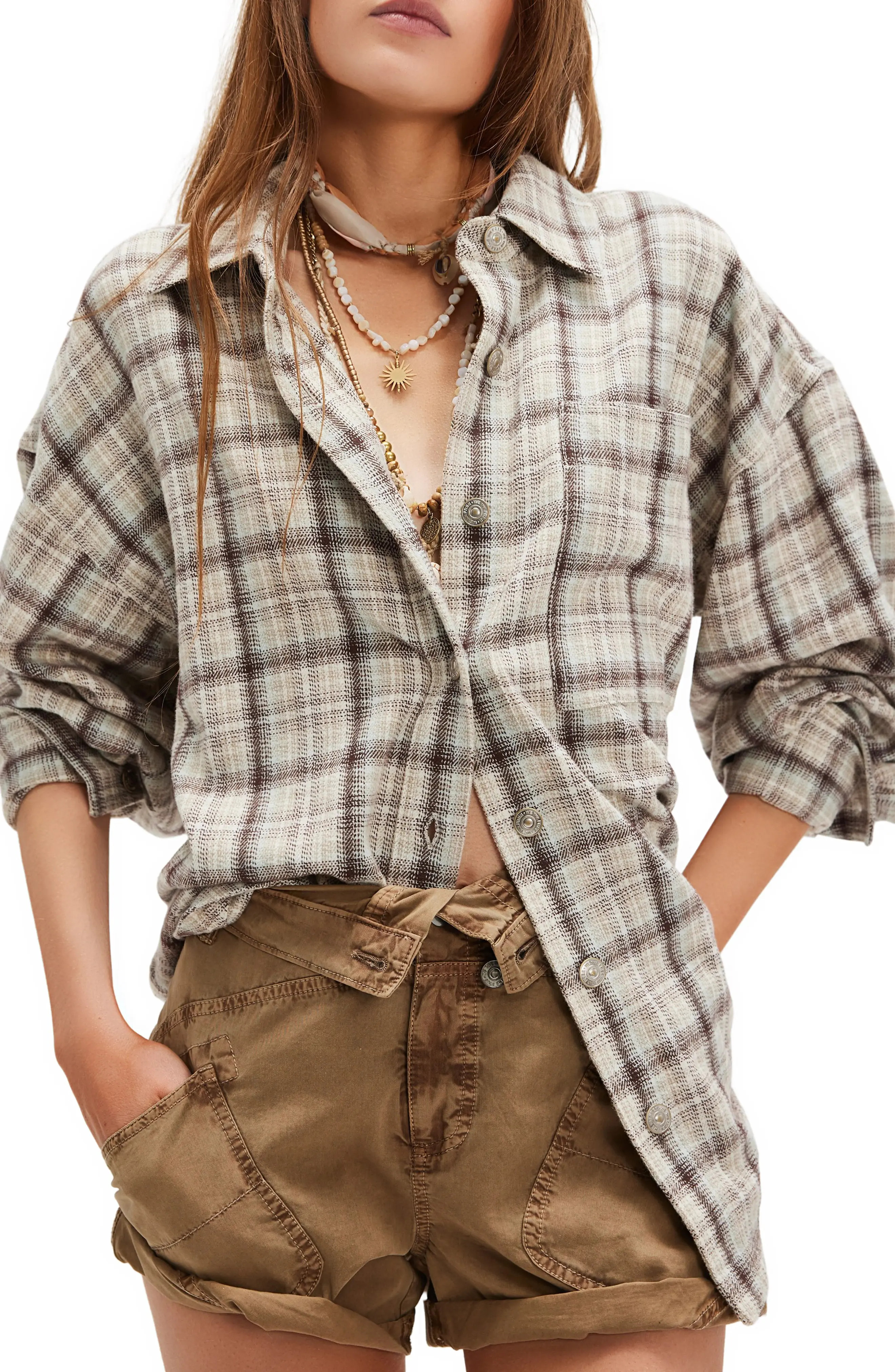 Free People We The Free Ashley Oversize Plaid Cotton Button-Up Shirt (Women) | Nordstromrack | Nordstrom Rack
