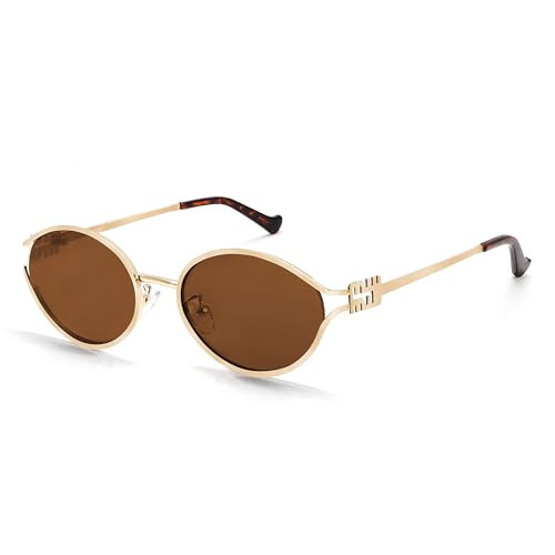 BOTEN Retro Oval Sunglasses for Women Men 2025 Trendy Small Round Sun Glasses Gold Metal Fashion Shades Cute Chic Sunnies | Amazon (US)