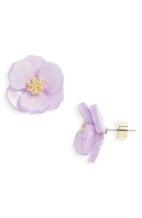 Nordstrom Floral Statement Stud Earrings in Lavender- Gold at Nordstrom | Nordstrom