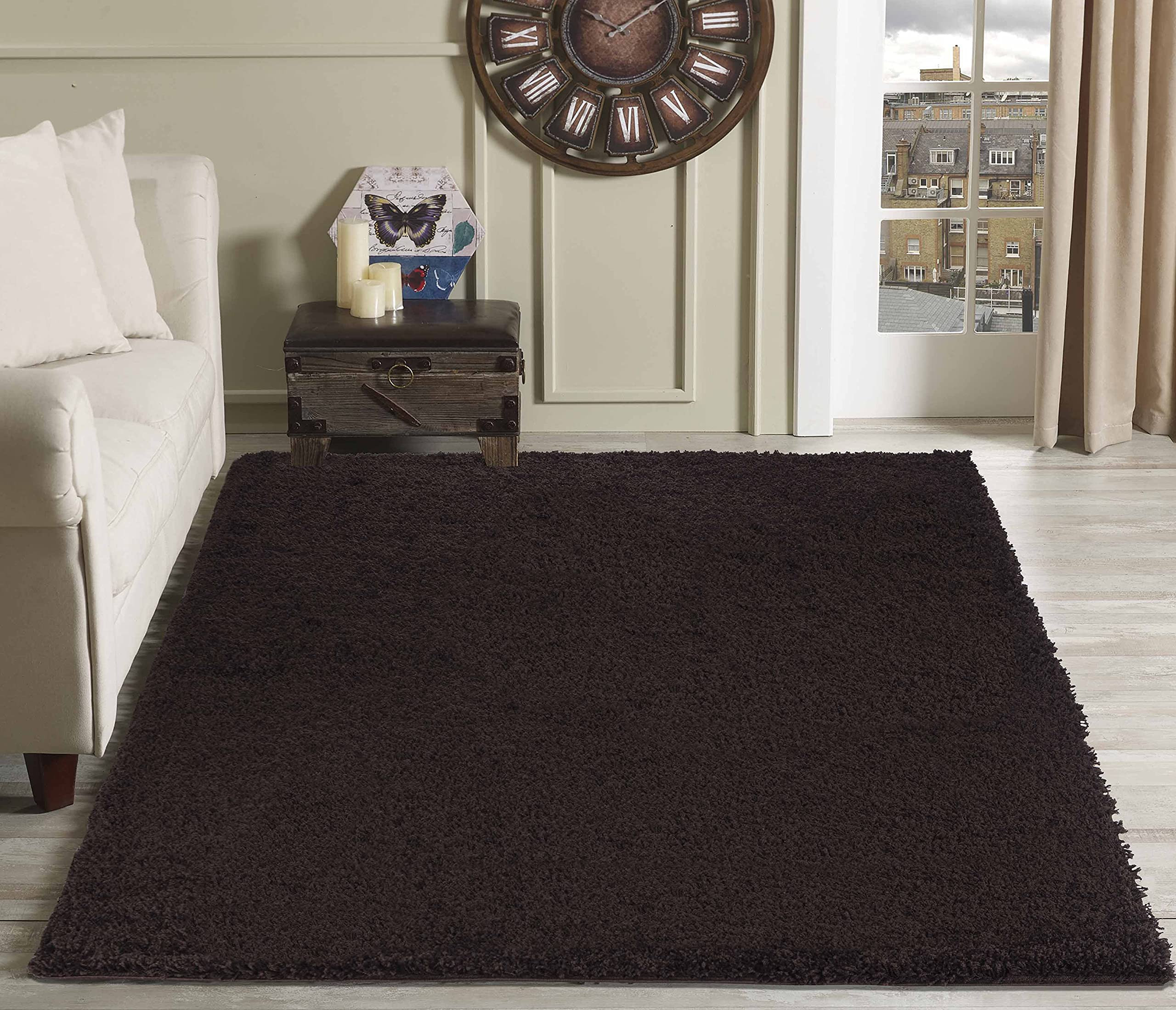 Serdim Rugs Living Room Shaggy Area Rugs, Polypropylene, Brown, 60x110cm(2'x3'7) | Amazon (UK)
