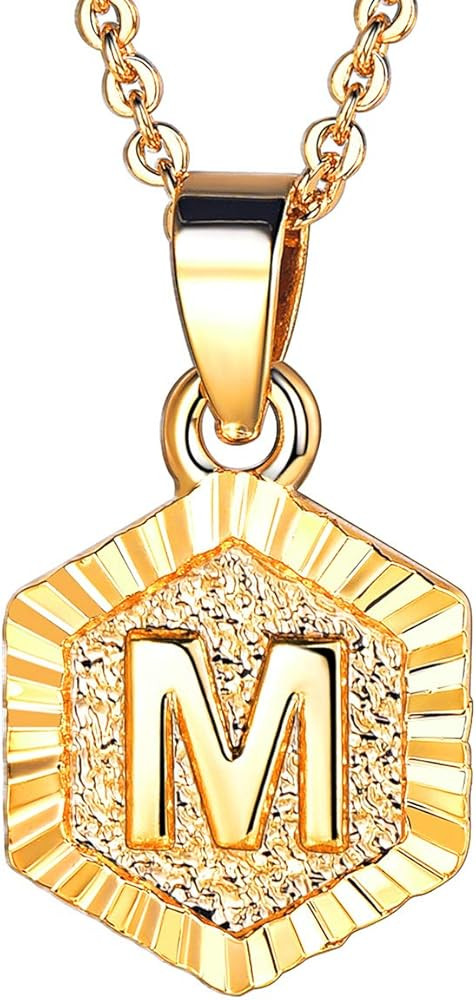 FOCALOOK Initial Letter Pendant Necklace Mens Womens Capital Letter Yellow 18K Gold Plated A-Z Go... | Amazon (CA)