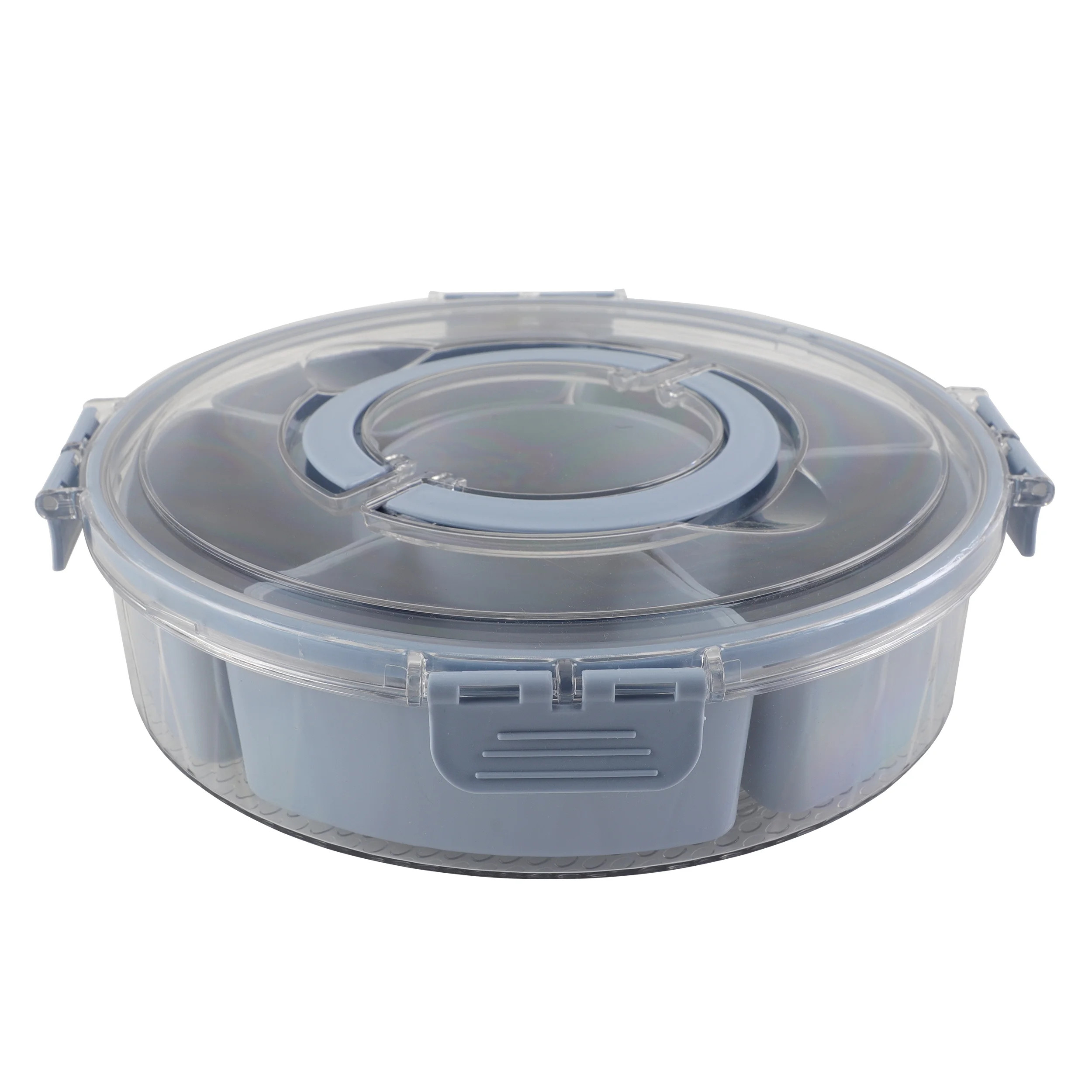 COOK WITH COLOR BLUE ROUND 6 DIVIDER SNACKLE BOX WITH CARRYING HANDLE AND TURNABLE BASE - Walmart... | Walmart (US)