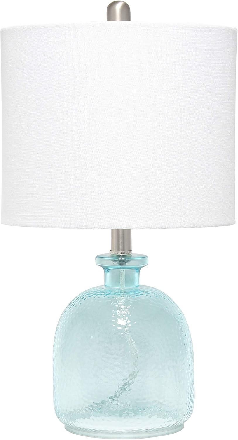 Elegant Designs LT3335-CBL Textured Glass Table Lamp, Clear Blue | Amazon (US)
