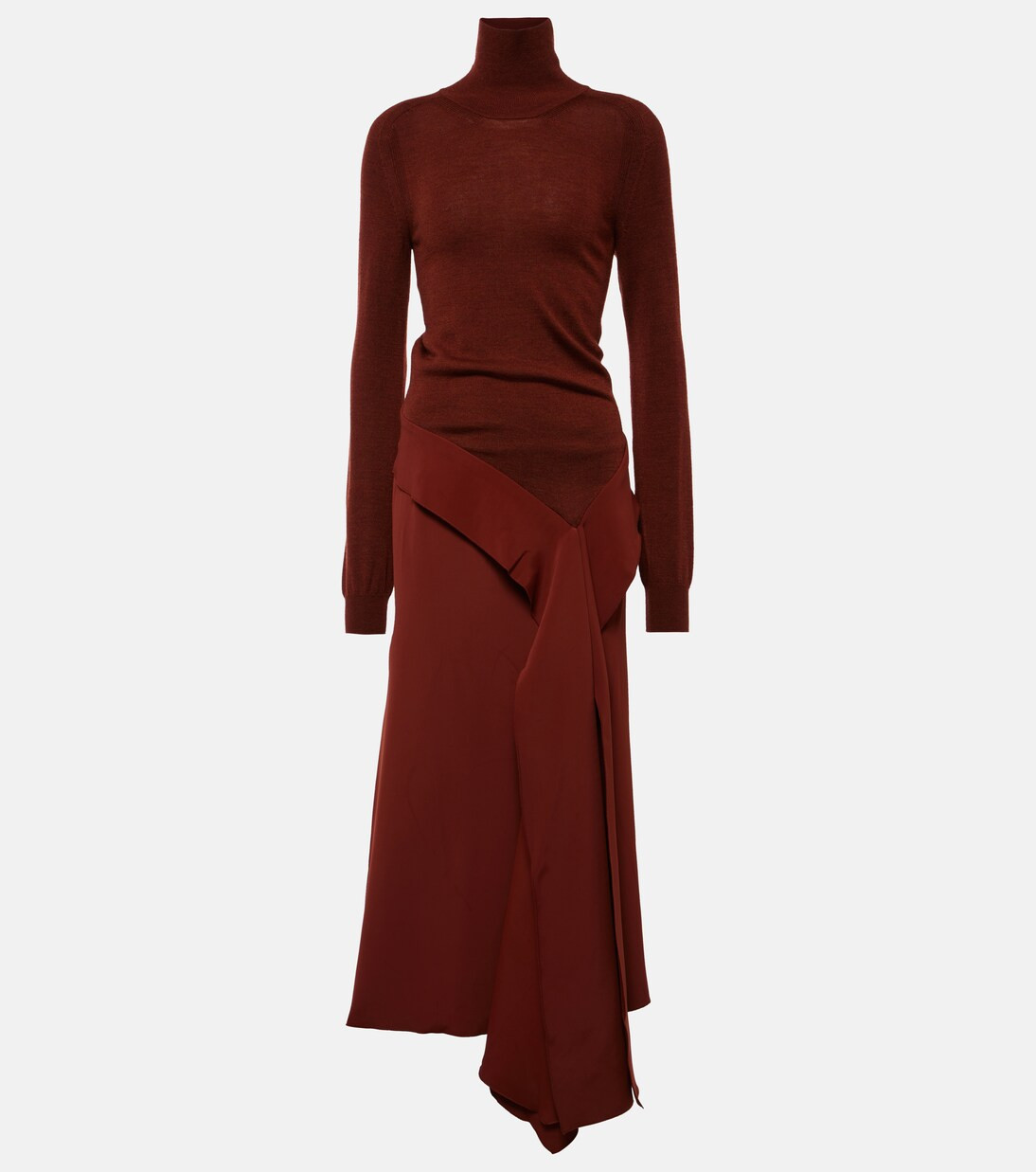 Turtleneck wool and crêpe midi dress | Mytheresa (US/CA)