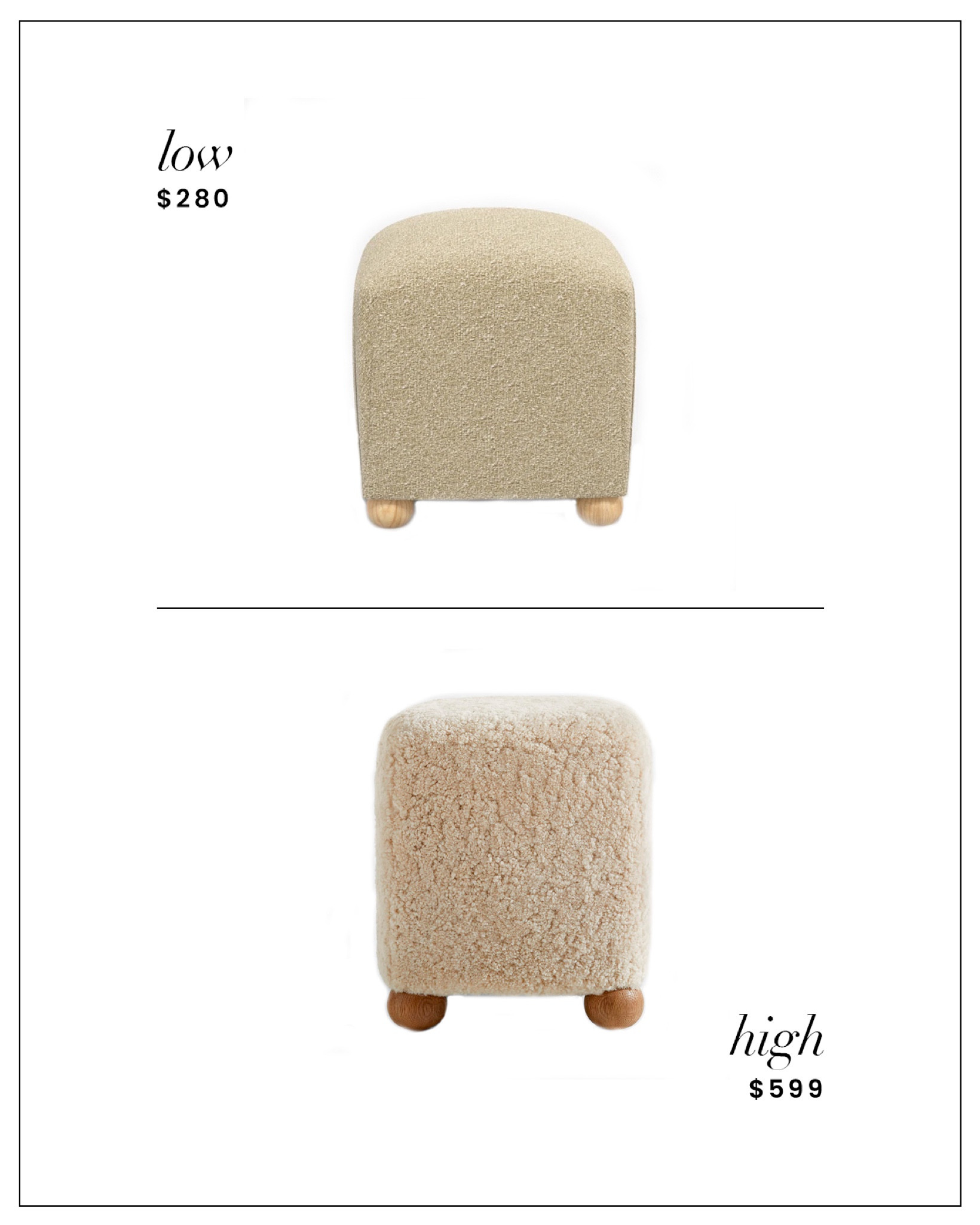 High / Low : Bouclé Ottoman with Wood Feet

#LTKstyletip #LTKhome