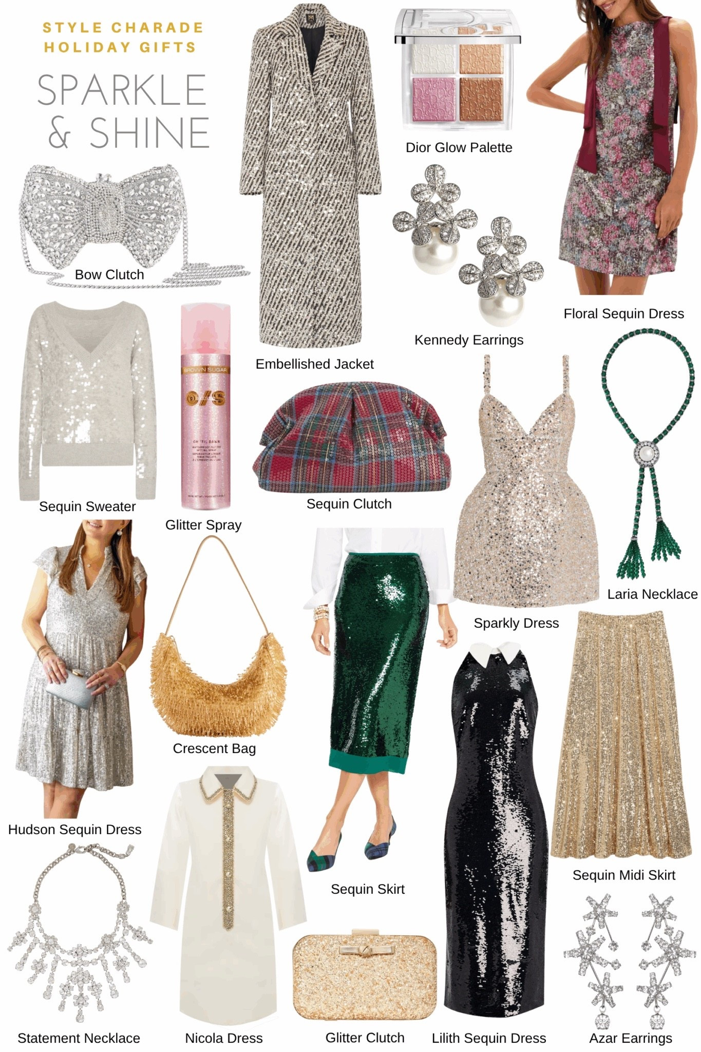 Holiday gift guide featuring sparkly gift ideas for everyone on your list at different price points. Think sequin sweaters, sequin skirts, holiday coats, holiday dresses, statement earrings, necklaces, and office holiday party ideas.

#LTKCyberWeek #LTKGiftGuide #LTKHoliday