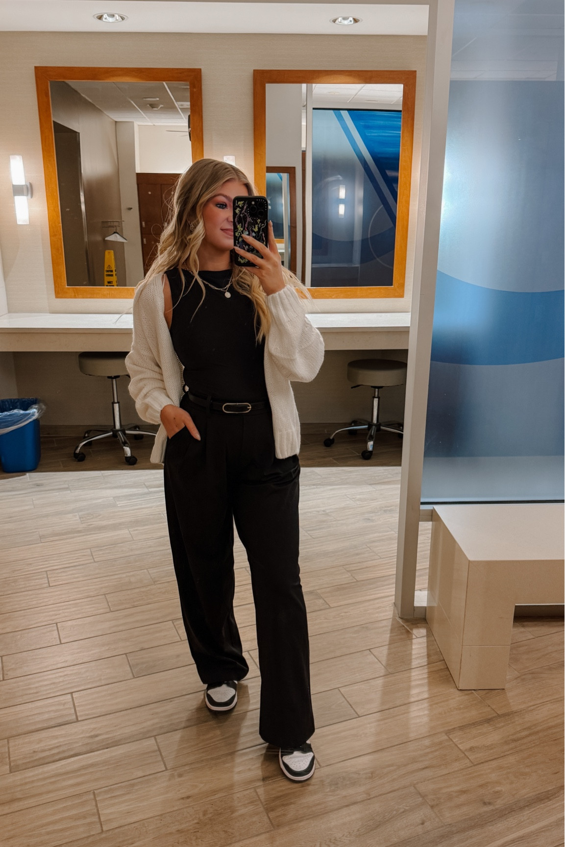 Office fit for a day full of meetings 

Top: size small 
Cardigan: size medium 
Pants: small regular 

#LTKWorkwear #LTKActive #LTKStyleTip