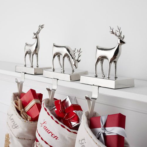 Reindeer Holiday Stocking Holders, Set of 3 | The Company Store