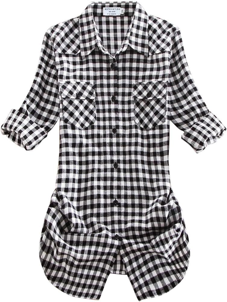 Match Women's Long Sleeve Flannel Plaid Shirt | Amazon (US)