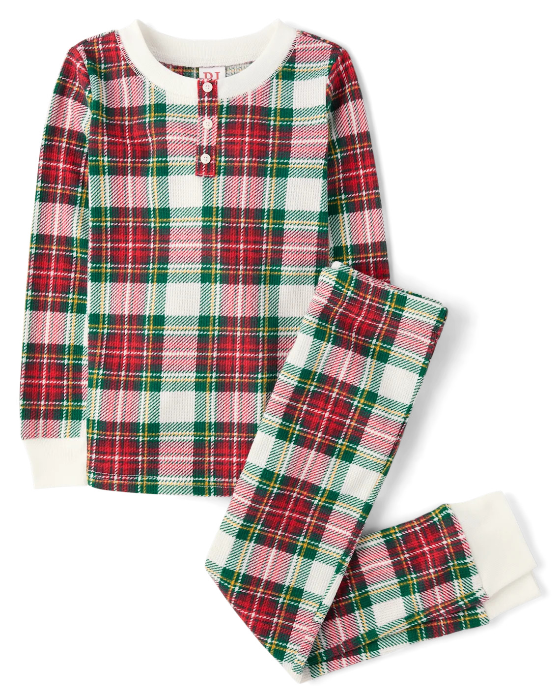 Kids Matching Family Plaid Thermal Henley Pajamas - white | The Children's Place