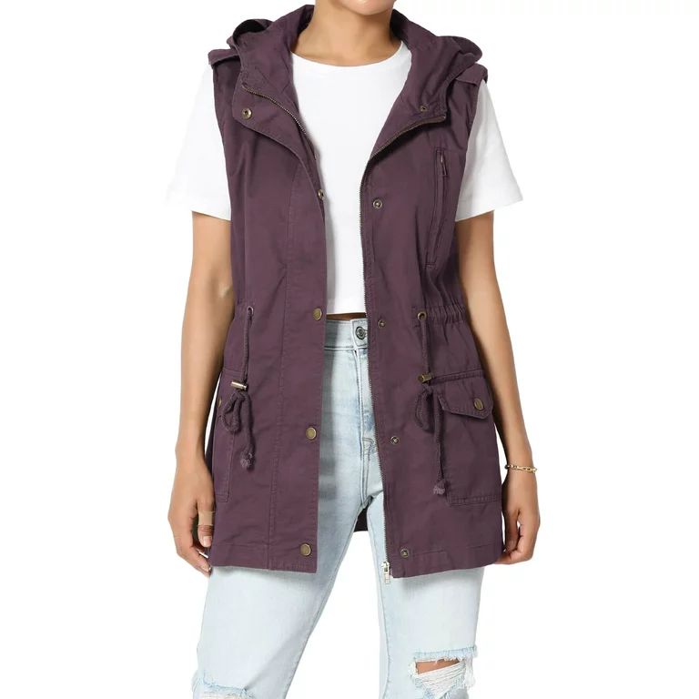 TheMogan Women's PLUS Drawstring Loose Fit Utility Vest Sleeveless Military Jacket | Walmart (US)