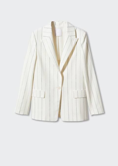 Striped suit blazer -  Women | Mango United Kingdom | MANGO (UK)